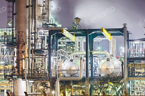 Preview: Chaotic Refinery Detail At Night
