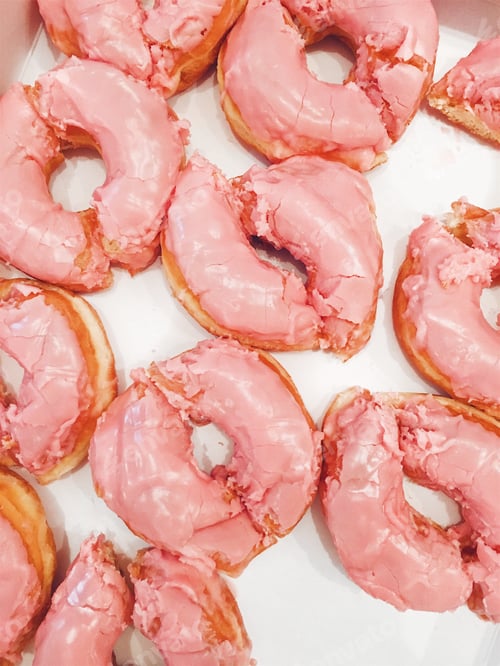 Preview: Delicious Pink Glazed Donuts in a White Box