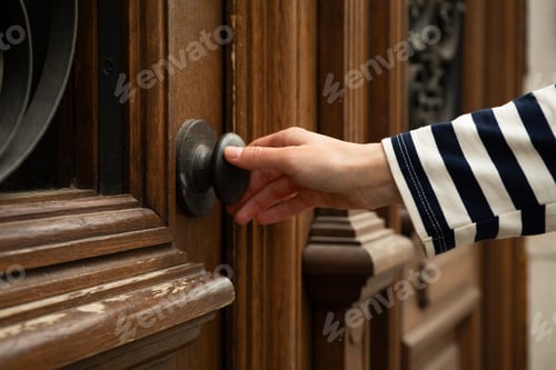 Preview: Close-up view of an old massive wooden door