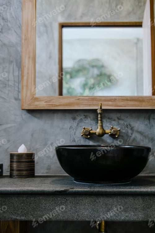 Preview: Black sink vintage copper faucet loft bathroom