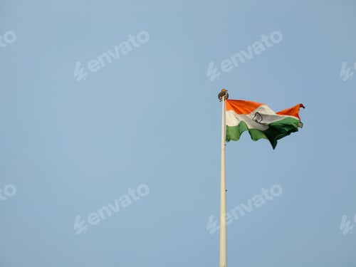 Preview: Closeup shot of the flag of India waving in the air