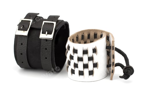 Preview: Rock style leather bracelets isolated on white background