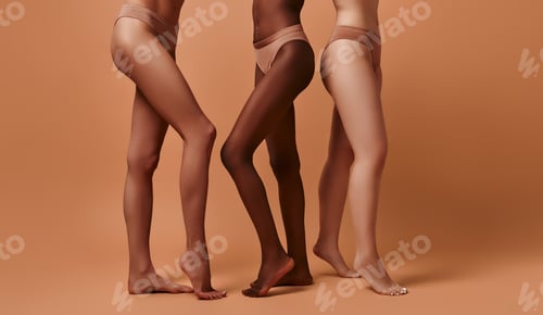 Preview: Multiethnic women on beige background