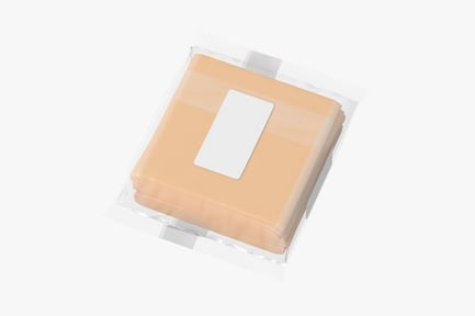 Preview: Sliced Cheese Single Pack Blank and Generic Label, Transparent Rectangular Package Containing Stacked Orange Items