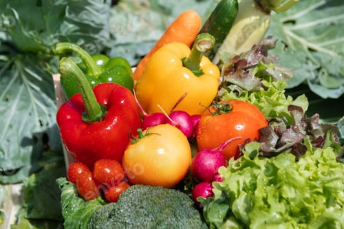 Preview: Wooden crate filled with fresh organic vegetables