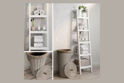 Aperçu: Décoration d'échelle de salle de bain avec panier à linge