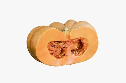 Preview: Halved Pumpkin: Smooth Surface with Tangled Seeds