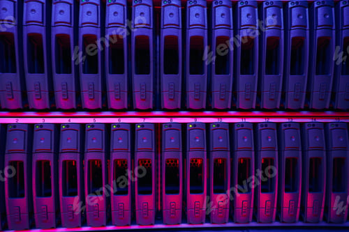 Preview: Data storage device positioned on server racks