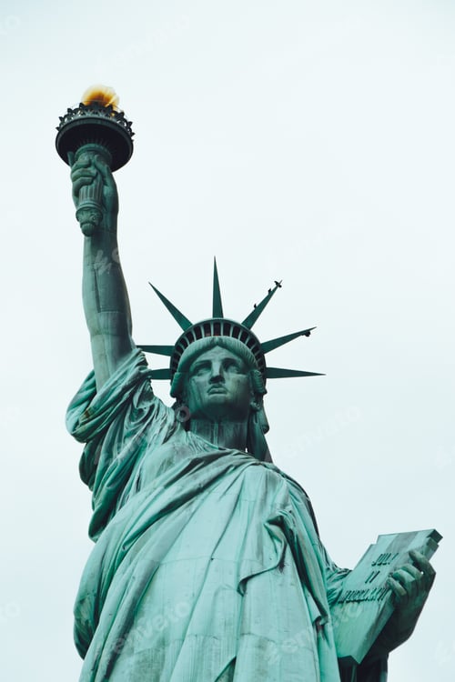 Preview: Low angle view of the statue of liberty. Landmark. Iconic. Bright. Equality. Empowered woman.