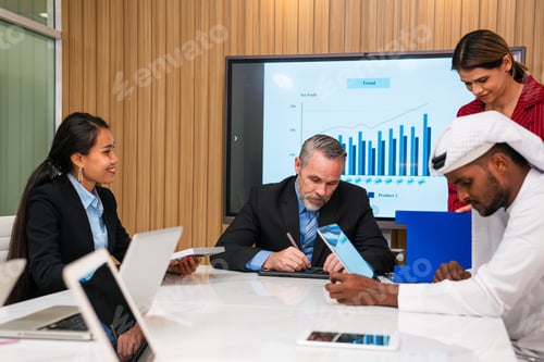 Preview: Multiracial business people having meeting and brainstorming.