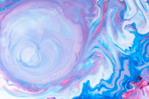 Preview: Fluid Art. Abstract Lilac Pink Background. Liquid Marble Texture Design. Blue Pink Pattern