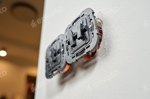 Preview: Electrical wall switches with exposed wiring installation