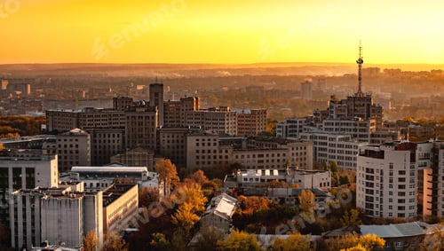 Preview: Aerial view of a city with high-rise buildings