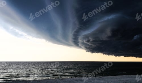 Preview: Geometric shapes in nature give an abstract pattern to the cloud entering the frame over the ocean.
