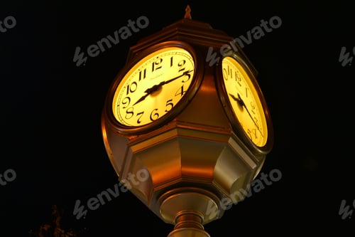 Preview: Outdoor clock against a dark background in the night