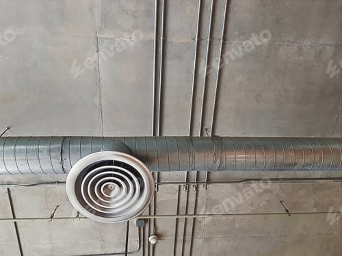 Preview: Low Angle View of Air Duct and Diffuser of Air Conditioning System