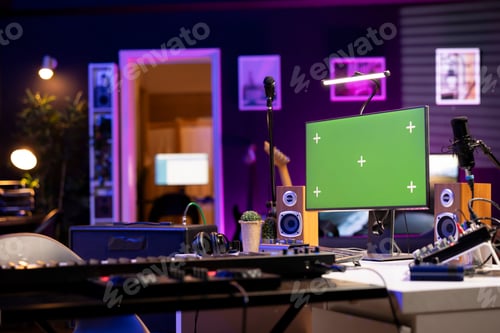 Preview: Creative office used for recording music and mixing with daw software