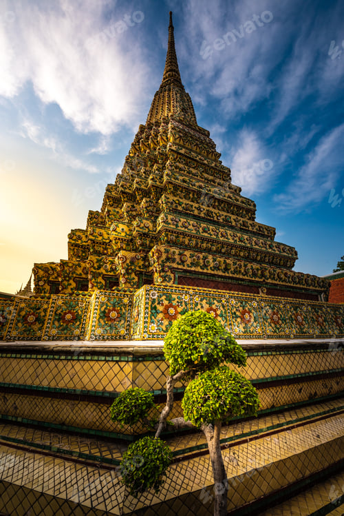 Preview: Grand Palace Bangkok Decorative Pagodas against blue sky
