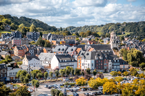 Preview: Aerial view of Honfleur town, France