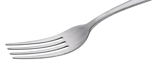 Preview: Metal fork isolated on white background, full depth of field