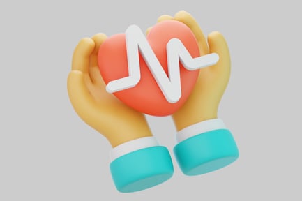 Preview: Hands holding a heart with ECG line.