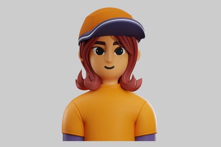 Preview: Cartoon woman with orange cap