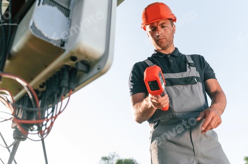 Preview: Man is doing operating and maintenance in solar power plant