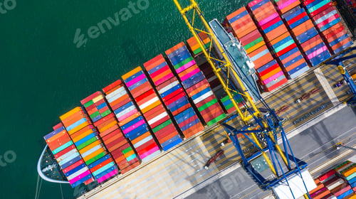 Preview: Container ship global business freight import export logistic transportation.