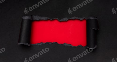 Preview: Black torn paper opening with red center, black friday banner