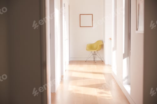 Preview: Interior View Of Beautiful Hallway In Living Area With Chair In New Family Home