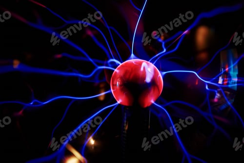 Preview: Plasma ball with energy rays on dark background