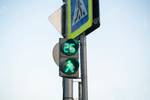 Preview: a perdestrian walk light with a timer, street control signal