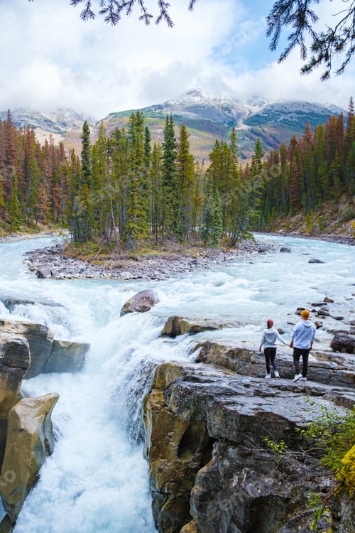 Preview: Sunwapta Falls Jasper National Park, Canada. Canadian Rockies during Autumn fall season