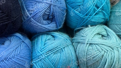 Preview: Various Shades of Blue Yarn Close Up