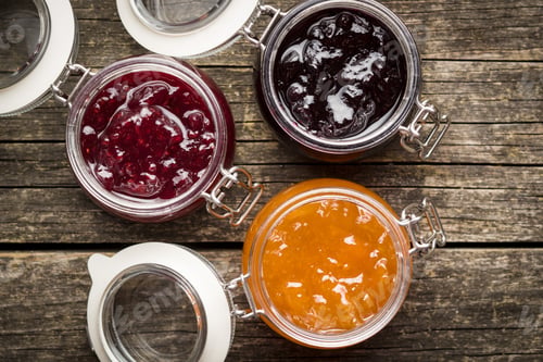 Preview: Fruity jam jelly in jar.