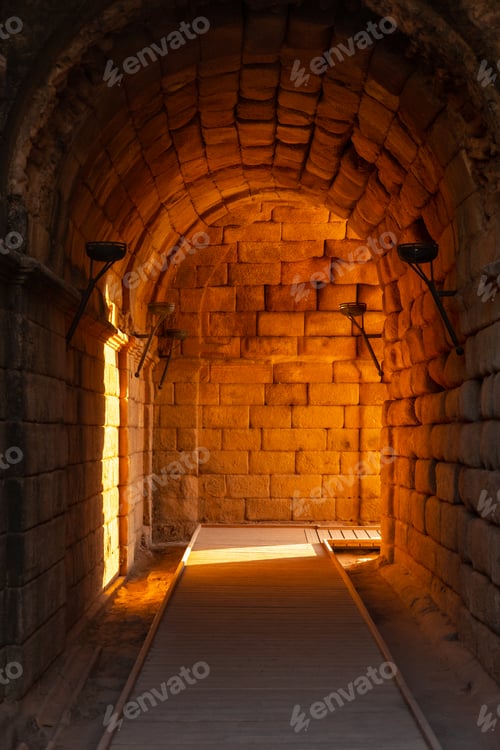Preview: Roman Ruins of Merida, tunnel or access arch to the Roman Theater. Extremadura, Spain