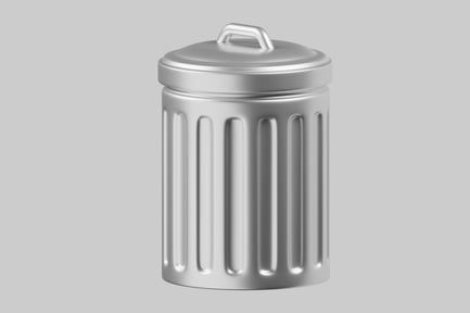 Preview: Metal garbage bin with lid
