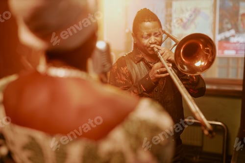 Preview: Man Playing Trombone On Stage With Jazz Band