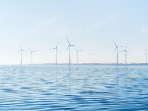 Preview: Green energy. Wind turbine on the seashore. Renewable and natural energy sources.