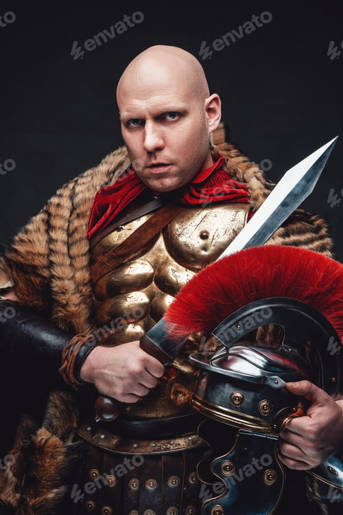 Preview: Ancient legionary with fur and dangerous stare