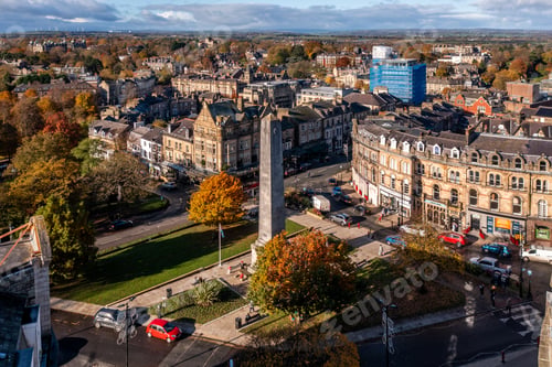 Preview: Aerial view of the Victorian architecture of Prospect Square in Harrogate