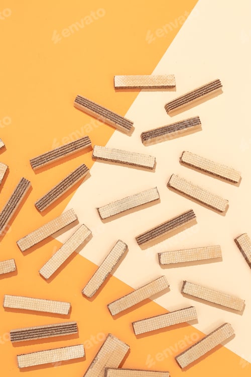 Preview: Waffle flat lay background. Minimal food art fashion