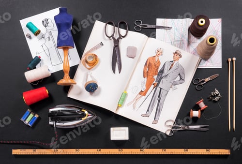 Preview: Selection of tools for a tailor or seamstress