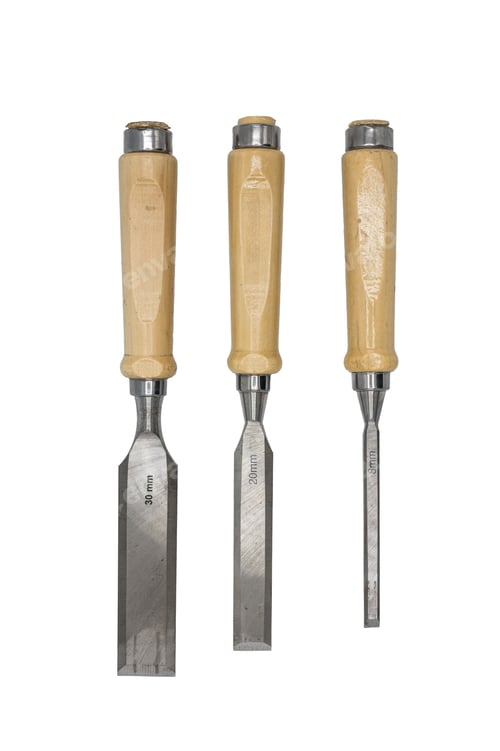 Preview: Close-up of three chisels of different sizes