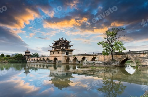 Preview: yunnan double dragon bridge in sunset
