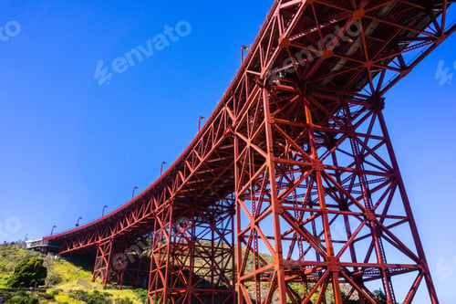 Preview: Metal structure and pylons, Golden Gate Bridge, north San Francisco bay area, California