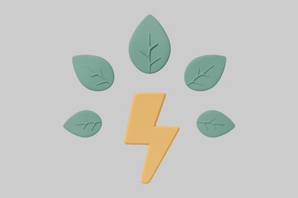 Preview: Yellow lightning bolt surrounded by five green leaves.