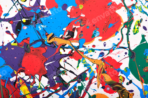 Preview: Abstract acrylic modern painting fragment. Colorful rainbow splashes texture. Contemporary art.