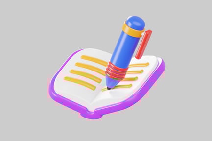 Preview: Cartoon pen writing on notebook