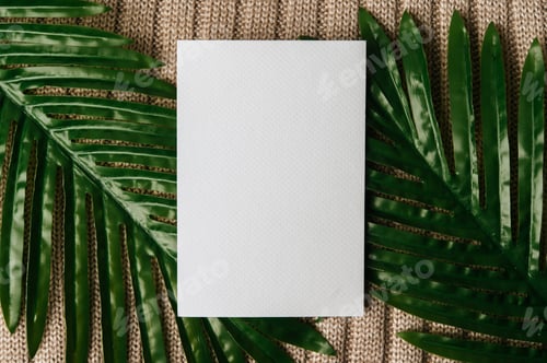 Preview: A blank card is placed on leaf and a sweater
